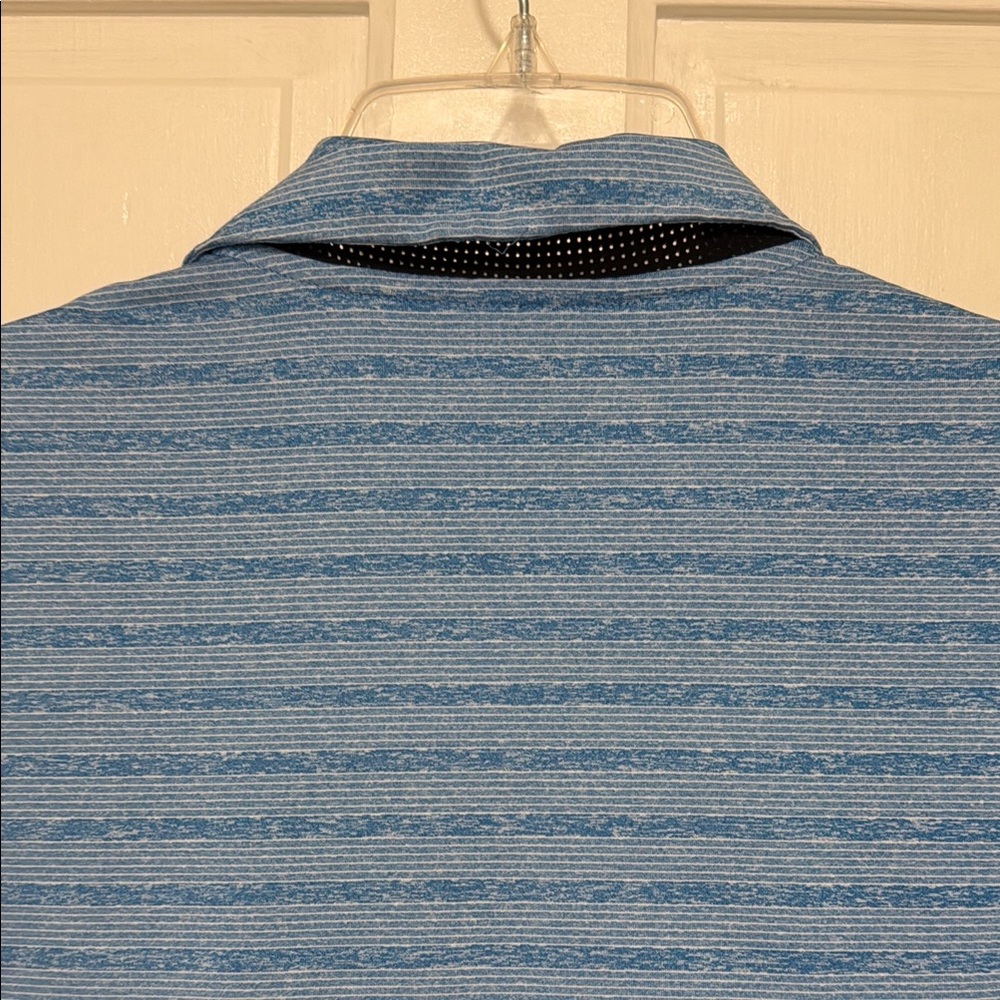 Nike Men's Blue Striped Dri-fit Golf Shirt Sz L Summer Casual - Picture 4 of 5